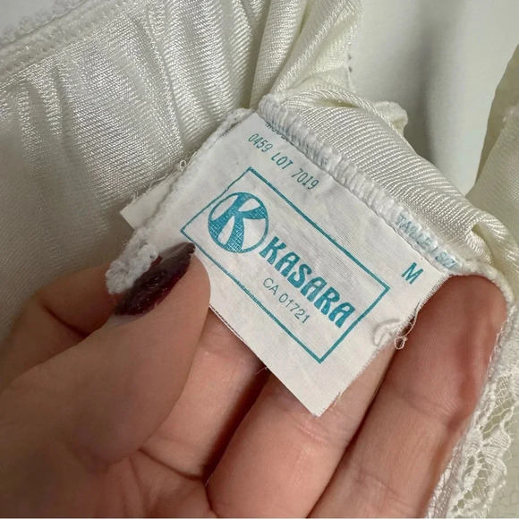 Vintage White Lace nylon Cami Top Cottagecore Fairycore glam coquette M - Picture 5 of 6